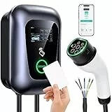 Osoeri EV Stazione di Ricarica, Caricabatterie per Auto Elettriche Intelligenti Tipo 2 con 5M Cavo, 1-32A EV Charger IEC 62196-2 con Controllo RFID/App, 7.36-22kW Regolabile Monofase o Trifase