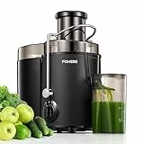 Centrifuga Frutta e Verdura FOHERE Estrattore di Succo a Freddo con Bocca da 65mm, Facile da Pulire, 3 Velocità di Regolazione, Spazzola per la Pulizia e Ricetta Inclusa, Senza BPA