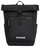 Tommy Hilfiger TH Monotype Zaino Rolltop, Zaini Uomo, Nero, One Size