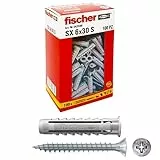 Fischer 100 Tasselli SX con vite, 6 x 30 mm, per Muro pieno e Mattone Forato, 542446