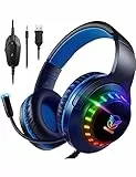 Pacrate RGB Cuffie Gaming per PS4/PS5/Xbox One/Nintendo Switch/PC, Cuffie PS4 con Microfono Cuffie PS5 con Luce LED, Cuffie Xbox Cancellazione del Rumore Cuffie Gamer Stereo Bass Deep, RGB