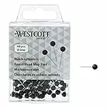 WESTCOTT - Ferri a testa tonda, 100 pezzi, diametro 5 mm 5 mm, nero 5 mm Nero