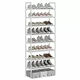 AcornFort® S-526 Scarpiera 8 Ripiani Scaffale Portascarpe Portaoggetti, Impilabile e Salvaspazio.16mm Addensare Extra Pipa (Bianco)