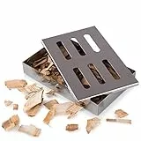Blumtal Affumicatore BBQ, Smoker Box Barbecue in Acciaio Cromato, 20,5 x 13 x 3,5 cm (Affumicatore + 150 Wood-Chips)