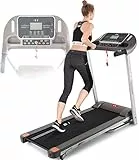 ISE Silenzioso Tapis Roulant Pieghevole Elettrico, con Velocità Regolabile Fino 14Km/H, con 12 Programmi di Preimpostati e Schermo LCD USB, Allenamento Cardio, SY-T2708