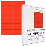 Etichette Adesive multiuso A4-105 x 49,5 mm - Colore fluo Rosso Opaco - 100 Etichette / 25 fogli - Per stampanti Laser/a getto d'Inchiostro