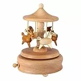 Wifehelper Carillon Musicale in Legno Vintage Carillon Carosello Merry Go Round Bellissima Svolta a Forma di Cavallo Artigianato Regali di Natale Decorazioni per La Casa