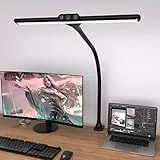 Hokone Lampada da Scrivania a LED con Morsetto Lampada da Tavolo 9W Con 5 modalità di colore e 5 luminosità, Timer, Funzione di Memoria per Monitor del Computer, Lavoro, Studio, Casa, Ufficio, Nero