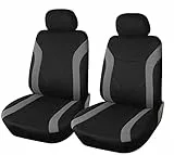 Upgrade4cars Coprisedili Auto Anteriore Universali Nero Grigio | Set Copri-Sedile Universale per Guidatore e Passeggero | Accessori Auto Interno