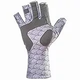 DIYANG Glacier Glove Guanto senza dita 50 UPF protezione solare guanti - blu acqua camo, per kayak bambini uomini donne escursionismo ciclismo XL Silverwhite