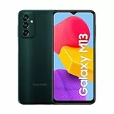 Samsung Galaxy M13, SM-M135FZGVEUE, unlocked, Smartphone Android Display 6.6’’ FHD+ TFT LCD Batteria 5.000 mAh, Tripla Fotocamera, 4/128 GB Espandibile, Green [Versione italiana] Esclusiva Amazon