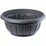 KADAX Flower Bowl, ciotola di piantagione rotonda, piantatrice di plastica, secchio focer per esterni, fiori, piante, giardino, balcone, decorazione, vaso di fiori, (34 cm, antracite)