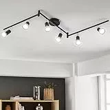 Bojim Faretti LED da Soffitto Orientabili, Lampadario da Soffitto Luce Bianco 4000K, con 6 Luci GU10 550LM, Plafoniera Led per soggiorno, camera da letto, Lampadario in metallo Nero