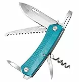 ZIMAIC Coltellino Svizzero, Coltellino Tascabile, 7 Funzioni, Coltellino Multiuso, con Apribottiglie, Cacciavite, Sega, Ideale per Esterno, Campeggio (Blu)
