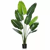 CROSOFMI Pianta Artificiale Uccello del Paradiso 150 cm Palma Tropicale Finta con 10 Foglie, Piante Finte Perfette in Vaso per Interni Esterno Casa Ufficio Giardino Decorazione Moderna（1 PACK）
