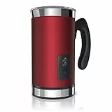Arendo Milk Frother Montalatte elettrico - Schiumatore latte caldo e freddo - 2 Frullini - Spegnimento automatico - Antiaderente - alto 20cm - Rosso