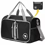 BAGZY Bagaglio a Mano 40x20x25 Borsone da Viaggio 20L Grande Pieghevole Leggero Borsa Palestra Valigia Cavalcabile Trolley Impermeabile Borsa a Tracolla Borsa Sportiva Borsa per Weekend (Nero)