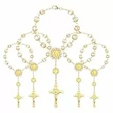 LEMESO 20 pz Rosari Braccialetti di Comunione e Battesimo, Bomboniere Portaconfetti Scatole Decorazione Cattolico Rosari di Auto con Crocce Crocifisso Medaglia Perline, Regalo Religioso