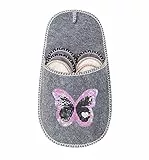 X-Labor - Pantofole in feltro, set da 6, con suola antiscivolo, unisex, taglia 38/44, Blu (Blu, farfalla), 6-er Set 38/44 EU