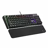 Cooler Master CK550 V2 Tastiera da gioco meccanica - Retroilluminazione RGB, controlli on-the-fly, telaio in alluminio e poggiapolsi inclusi - Layout USA/interruttori rossi