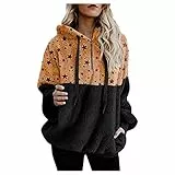 Xmiral Felpa Giacche Abbigliamento Giacca Donna Cappotto Outwear Donna Plus Size Felpa con Cappuccio Star Winter Warm Zipper Pockets (XL,1Nero)