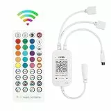 BONVE PET 40 Tasti Telecomando IR con Ricevitore Bluetooth a 2 porte, 8 Modalità di illuminazione Preimpostate, Modalità Musicale per ‎Striscia LED, Led Strip 5050/3535