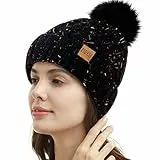 REDESS Cappello Invernale da Donna con Pompon con Pompon Cappelli Caldi Foderati in Pile, Berretto Incrociato in Maglia di Neve Spessa e Morbida per Le Signore