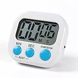Digitale Timer da Cucina, Timer Multifunzione con Supporto/Magnetico/Buco, Conteggio Fino e Conto Alla Rovescia Timer per Cottura al Forno, Cucina, Studio, Allenamento Fisico(bianco)