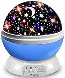 Moredig Proiettore a luce notturna a soffitto stellato, proiettore a luce rotante a 360 gradi con cambio di luce a 8 colori per bambino - luce notturna blu