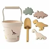 coolable 6 Pezzi di Giocattoli da Spiaggia per Bambini, Set di Giocattoli da Spiaggia in Silicone, Inclusi Secchiello, Pala e 4 stampi per la Sabbia per Ragazzi e Ragazze (Mondo dei Dinosauri)