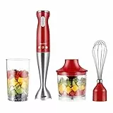 COMFEE Frullatore a immersione, in acciaio inox spazzolato, a 2 livelli, mixer multiuso da 550 Watt, 600 ml, perfetto per alimenti per bambini, frullati, salse e zuppe, SDA-CHB-060510m-RO-RD, rosso