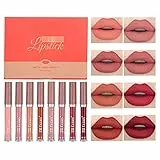 8 Colori Rossetto, Lip Gloss, Matte Lunga Durata, set Liquidi, Nutriente Stick per Labbra, Effetto Rimpolpante e Idratante, impermeabile