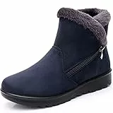 Hsyooes Stivaletti Donna Stivali da Neve con Pelliccia Caldo Scarpe Boots Invernali Antiscivolo Caviglia Piatto Stivaletti All'aperto Comodi Leggeri,Blu,Produttore 245/EU38