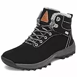 Mishansha Stivali Invernali da Uomo Outdoor Antiscivolo Scarponi Neve Impermeabili Stivaletti da Trekking Nero, Gr.43 EU