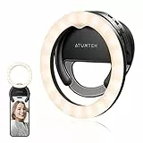 ATUMTEK Selfie Ring Light Telefono Luce ad Anello Ricaricabile Clip-on 40 LED Luce di Riempimento per Foto e Video per Streaming, TikTok, Instagram, Zoom Meeting e Videoconferenza - Nero