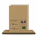 Netuno 50x carta Kraft marrone formato A4 210 x 297 mm 170g Aster Kraft cartoncino kraft per bomboniere matrimonio compleanno Natale inviti partecipazioni biglietti fai da te cartoncino rustico a4