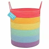 OrganiHaus Cesto Portabiancheria Grande | Cesto in Corda di Cotone | Cesta Portabiancheria Bambini | Cesta Porta Coperte da Salotto | Cesta Biancheria Sporca | Cesto Intrecciato - Arcobaleno 38x45 cm