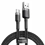 Baseus Cafule Cable - USB to USB-C Connect & Charge Cable 3 A, 0.5 m (Grey/Black)