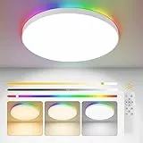 wowspeed Plafoniera Led Soffitto 24W, Dimmerabile Con Telecomando RGB Lampada da Soffitto,Ø28*2.5CM Plafoniere Parete for Soggiorno Camera da Letto Cucina Bagno