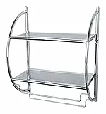 WENKO Exclusiv scaffale a parete - 2 ripiani, 2 aste porta asciugamani mobili, Acciaio, 45.5 x 54.5 x 26 cm, Cromo