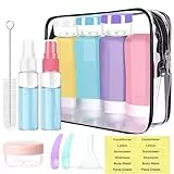 Kiomdsr Contenitori da Viaggio,85 ML Silicone da Bottiglie da Viaggio,16 Pezzi Kit Contenitori da Viaggio Portatili,Ricaricabili a Prova di Perdite,Adatte per Viaggi e Campeggio,Approvato dalla FDA