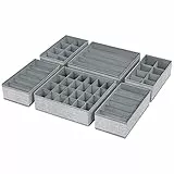 DIMJ Organizer per Cassetti 6 Pezzi Organizer per Armadio, Divisori per Cassetti Separatori per Cassetti Organizzatore Cassetti, per Calze, Biancheria Intima, Macchie Grigie