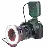 Topiky per Meike FC-100 Portable LED Macro Ring Flash,5500K Regolazione luminosità Speedlite Videocamera Kit Luce di riempimento con 8 adattatori Anello e Controller per Canon per Nikon Fotocamera