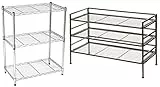 Amazon Basics Scarpiera per 9 paia di scarpe & Scaffalatura a 3 ripiani, Cromato