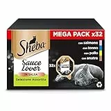 Sheba Sauce Lovers Selezione Assortita Cibo Umido per Gatti, 32 Vaschette da 85 g
