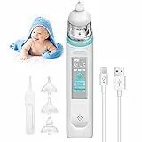 Aspiratore Nasale Elettrico, Detergente per Naso Neonato con 5 Livelli Di Aspirazione e 3 Ugelli, Pulisci-Naso Neonati, Ricaricabile Succhia Moccio per Bambini Piccoli con luce LED e Musica Funzione