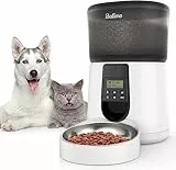Balimo Distributore Cibo Gatti, 4L Dispenser Automatico Cibo Per Gatti E Cani Con Timer, 1-4 Pasti al Giorno, Registrazione Vocale 10S, con Ciotola per Gatti in Acciaio Inox, Bianco