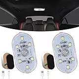 URAQT Luce Notturna LED per Auto, 2 Pezzi Luci Abitacolo Auto con 6 LEDs, Luce LED del Sensore con Interruttore Tattile, Ricaricabile Tramite USB per Auto, Casa, Ufficio