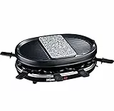 H.Koenig RP80 Raclette per 8 Persone, Funzione Raclette/Pistra di cottura in granito/Grill, 900W