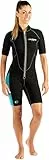 Cressi Lido Lady Shorty Wetsuit 2 mm, Muta Shorty per Snorkeling, Nuoto e Sport Acquatici, in Neoprene Ultra Stretch 2 mm Donna, Nero/Acquamarina, M